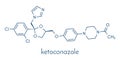 Ketoconazole antifungal drug molecule. Skeletal formula.