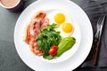 Ketogenic died breakfast. Zero carbs diet concept. Top view Royalty Free Stock Photo