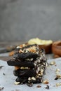 Keto Diet Chocolate Almond Bark - a set of photos showing an entire recipe preparation with the photos of the final dish
