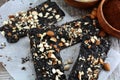 Keto Diet Chocolate Almond Bark - a set of photos showing an entire recipe preparation with the photos of the final dish