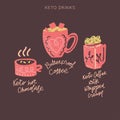 Ketogenic meals vector set