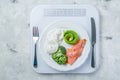 Ketogenic food concept - plate with keto food on weights Royalty Free Stock Photo