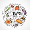 Ketogenic Plan - vector sketch illustration - multi-colored sketch healthy concept. Healthy keto diet Plan with texture