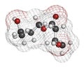 Ketone ester molecule. Present in drinks to induce ketosis. 3D rendering. Atoms are represented as spheres with conventional color