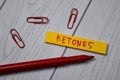 Ketones text on sticky notes with office desk concept Royalty Free Stock Photo