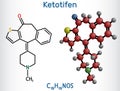 Ketotifen, histamine H1 receptor blocker molecule. It is used to treat atopic asthma, allergic conjunctivitis. Structural chemical