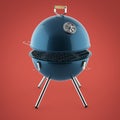 Kettle barbecue charcoal grill with folding metal lid for roasting, BBQ render isolated Royalty Free Stock Photo