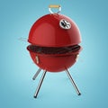 Kettle barbecue charcoal grill with folding metal lid for roasting, BBQ render isolated Royalty Free Stock Photo