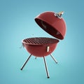 Kettle barbecue charcoal grill with folding metal lid for roasting, BBQ render isolated Royalty Free Stock Photo