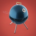 Kettle barbecue charcoal grill with folding metal lid for roasting, BBQ render isolated Royalty Free Stock Photo