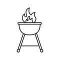 Kettle barbecue grill linear icon Royalty Free Stock Photo