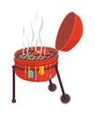Kettle barbecue grill vector illustration. Royalty Free Stock Photo
