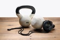 Kettle Bells and Stopwatch Royalty Free Stock Photo