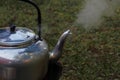 The kettle boil in the garden at thailand Royalty Free Stock Photo