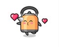 Kettle character cartoon with kissing gesture Royalty Free Stock Photo