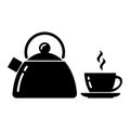 Kettle and cup. Black and white set. Vector