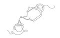 Kettle with cup continuous line