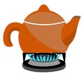 Kettle on a gas stove vector or color illustration Royalty Free Stock Photo