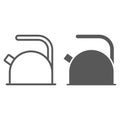 Kettle line and glyph icon, kitchen and cooking