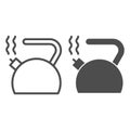 Kettle line and glyph icon. Teakettle vector illustration isolated on white. Teapot outline style design, designed for