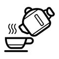 Kettle Pouring Water into Cup Vector Icon