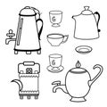 Vector set. Kettles of samovars. Graphic design. Vector illustration. Royalty Free Stock Photo