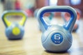 Kettlebel. kettlebell in gym on floor. Toned image Royalty Free Stock Photo
