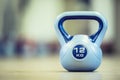 Kettlebel. kettlebell in gym on floor. Toned image Royalty Free Stock Photo