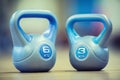 Kettlebel. kettlebell in gym on floor. Toned image Royalty Free Stock Photo