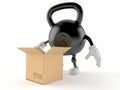 Kettlebell character with open cardboard box