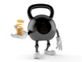 Kettlebell character with stack of coins