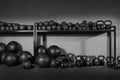 Kettlebell and dumbbell weight training gym Royalty Free Stock Photo