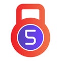 Kettlebell flat icon. 5 kg dumbbell color icons in trendy flat style. Bodybuilding gradient style design, designed for