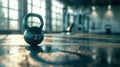The kettlebell on gym floor.AI generated image Royalty Free Stock Photo