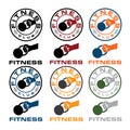kettlebell in the hand fitness emblems