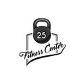 Kettlebell icon. Fitnees center logo. Fitness club label, emblem. Weight sign. Sport equipment. Vector.