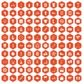 100 kettlebell icons hexagon orange