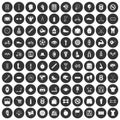 100 kettlebell icons set black circle Royalty Free Stock Photo