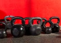 Kettlebells weights in a workout gym Royalty Free Stock Photo