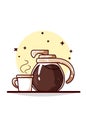 Kettles and cups coffee vector illustration Royalty Free Stock Photo