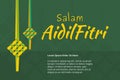 Salam Aidil Fitri Ketupat Packed Rice Vector Text Background