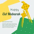 Ketupat Vector Illustration Happy Eid Mubarak for Text Background