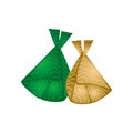 Ketupat green and brown design vector on white background