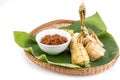 Ketupat, lemang, served with serunding, popular Malay delicacies during Hari Raya celebration