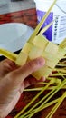 Ketupat or rice dumpling handcraft