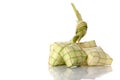 Ketupat rice dumpling on white background