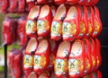 Keukenhof Lisse, The Netherlands - May, 2018: Traditional Holland wooden clogs for sale at a Dutch shop in the Garden of Europe Royalty Free Stock Photo