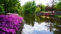 keukenhof,netherlands,holland;11/05/2019: Stunning spring landscape, famous Keukenhof garden with colorful fresh tulips,