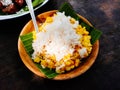 Keurabee corn is corn that has been sliced and mixed with grated coconut