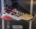 Kevin Anderson`s autographed tennis shoes on display at the Rafa Nadal Museum